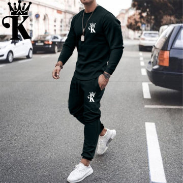 Aidase Men Set Tracksuit Men Sportsuits Gentlemen Set T-shirt Suit Long Sleeve Pure Color Coat+Pants Gyms Casual Sportswear Suit aidase-shop